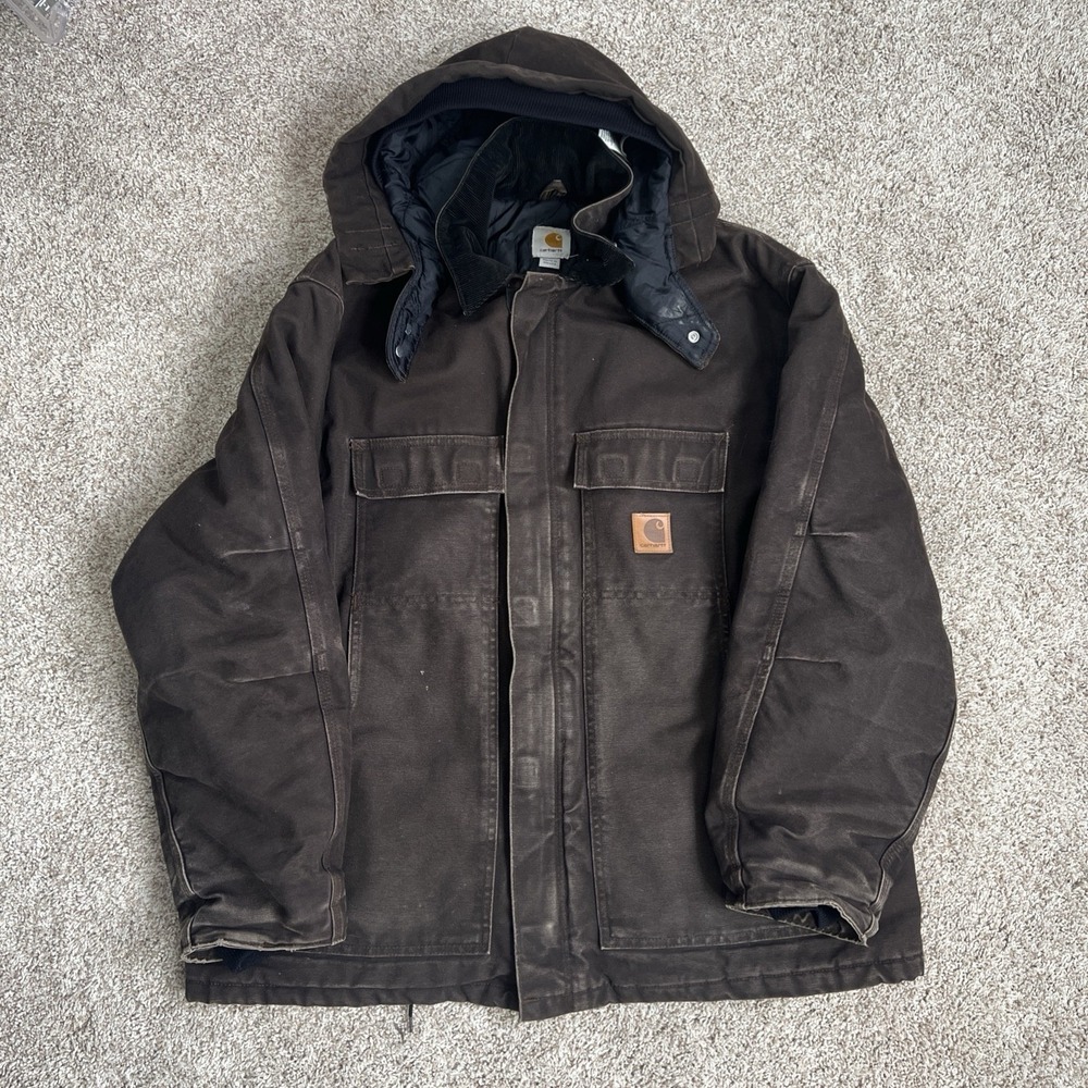 Carhartt C26 DKB Jacket Mens XL Brown Duck Canvas Arctic Quilt Lined Jacket - Picture 2 of 15